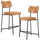 Ver imagem 1 de Kit 02 Banquetas Baixa Bar Cozinha Sala de Jantar Preto Elira L02 Couríssimo Whisky - Lyam Decor