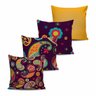 Kit 4 Almofada Estampa Floral Roxa 45x45 - Pano e Arte - 1
