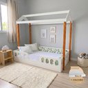 Ver imagem 2 de Cama Casal Infantil Agatha Montessori MDF com Colchão Enxoval e Trança 5,5m Seguro - Verde 3 Cores