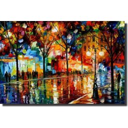 Quadro Decorativo Abstrato Espatulado Paisagem Praça - 1