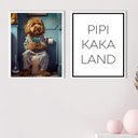 Ver imagem 2 de Kit 2 Quadros Divertidos Banheiro - Cachorrinho 24x18cm:madeira Preta