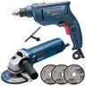 Kit Bosch Lixadeira 670w 4.1/2 E Furadeira 3/8 Original 110v - 1
