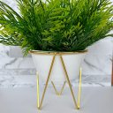 Ver imagem 2 de Vaso centro de mesa de cerâmica com tripé de metal dourado