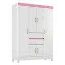Ver imagem 5 de Guarda Roupa Atria 6 Portas 2 Gavetas Branco Rosa