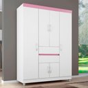 Ver imagem 1 de Guarda Roupa Atria 6 Portas 2 Gavetas Branco Rosa