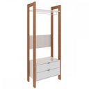 Ver imagem 2 de Closet Modulado Aberto com 2 Gavetas Prateleiras e Cabide Az1011 Tecno Mobili - Amendoa/branco