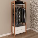 Ver imagem 1 de Closet Modulado Aberto com 2 Gavetas Prateleiras e Cabide Az1011 Tecno Mobili - Amendoa/branco