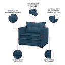 Ver imagem 3 de Poltrona Cama Retrátil Solteiro Milenni Veludo Azul Marinho B03 - D'rossi