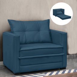Poltrona Cama Retrátil Solteiro Milenni Veludo Azul Marinho B03 - D'rossi - 1