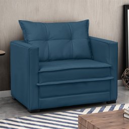Poltrona Cama Retrátil Solteiro Milenni Veludo Azul Marinho B03 - D'rossi - 2