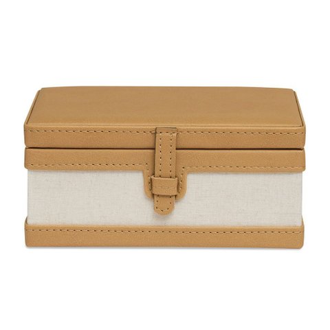 Caixa Decorativa em Mdf com Revestimento em Linho e Pu Caramelo 20cm 21072 Mart