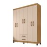 Guarda Roupa de Casal 6 Portas e 2 Gavetas sem Espelho Manchester Cor 390 - Carvalho - Off White - 1