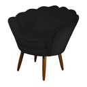 Ver imagem 1 de Poltrona Decorativa Pétala Suede Preto Pés Madeira Ms Decor