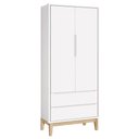 Ver imagem 4 de Cômoda com Porta e Guarda Roupa Infantil 2 Portas New Classic Branco com Pés Madeira Natural -