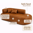 Ver imagem 6 de Sofá Orgânico Divã Estofado Sala Recepção Seed 180 Cm Zahav:courino Sintético Marrom/ Courino Braça