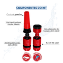 Ver imagem 2 de Kit Esguicho com Engate Rápido e Adaptador de Torneira 1/2" e 3/4" para Engate Rápido Vermelho Durín