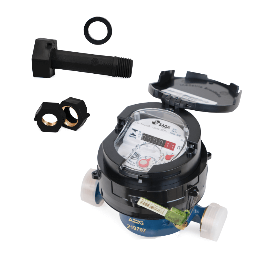 Hidrômetro Unijato 3m³/h 1/2 polegada x115mm - Pré Equipado com Conjunto de Conexão - Com - 1