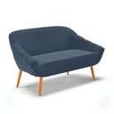 Ver imagem 3 de Kit 01 Namoradeira 02 Lugares e 01 Poltrona Giratória Giovana Suede Azul Marinho Base Madeira MM30