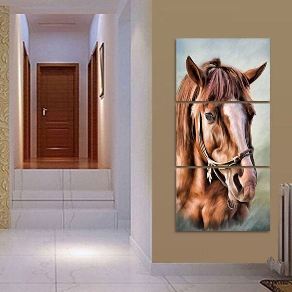 Quadro decorativo Cavalo Artístico Animais Para Sala Hall | MadeiraMadeira