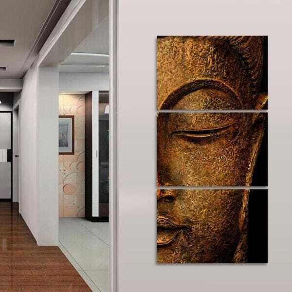 Quadro Buda para Sala Hall Decorativo 120x60 Mosaico 3 Peças - 2