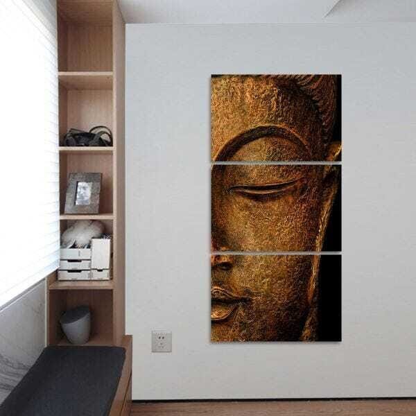 Quadro Buda para Sala Hall Decorativo 120x60 Mosaico 3 Peças - 4