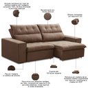 Ver imagem 3 de Sofá Retrátil Reclinável para Sala 3 Lugares 250cm Baruk F04 Veludo Marrom - Lyam Decor