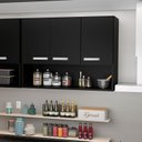 Ver imagem 3 de Armário Aéreo Suspenso Multiuso 3p Modular 89x62cm Netmobil - Preto