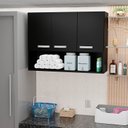 Ver imagem 1 de Armário Aéreo Suspenso Multiuso 3p Modular 89x62cm Netmobil - Preto