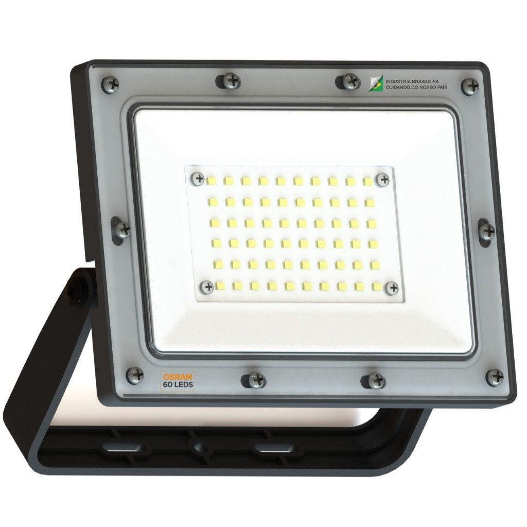 Refletor 50w Led Osram 4500lm Bivolt Ip66 Slim 6500k Resistente a Agua