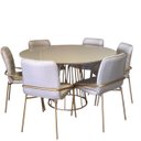 Ver imagem 3 de Mesa de Jantar Redonda Tokio 140cm com Estrutura Dourada e Tampo Off White – Exclusiva Dourado Autom