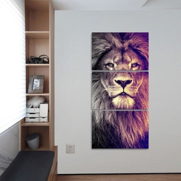 Quadro Decorativo Leão Moderno para Sala Hall 120x60 - 3