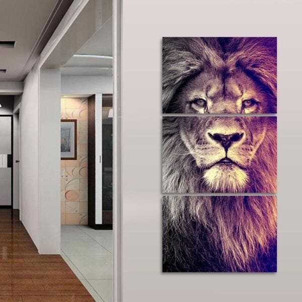 Quadro Decorativo Leão Moderno para Sala Hall 120x60 - 1