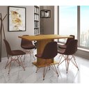 Ver imagem 1 de Mesa Jantar Londres Retangular Canela 137x90cm 6 Cadeiras Estofadas Caramelo Base Cobre