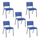 Ver imagem 1 de Kit 05 Cadeiras Fixa Escritório Multiuso Niala Plaxmetal Nr17 Azul