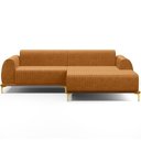 Ver imagem 2 de Sofá 4 Lugares Chaise Direito Sala Molino 255cm D02 Pés D\'ouro Couríssimo Whisky B-90
