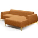 Ver imagem 1 de Sofá 4 Lugares Chaise Direito Sala Molino 255cm D02 Pés D\'ouro Couríssimo Whisky B-90