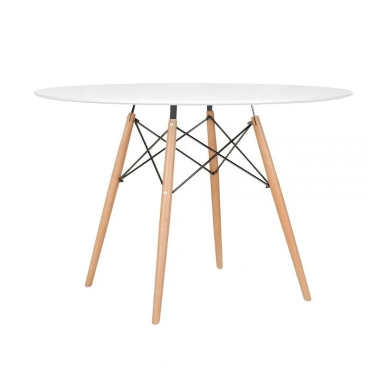 Mesa Redonda Eames Eiffel Wood 120cm - Branca