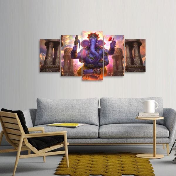 Quadro Lord Ganesha Para Sala Quarto Mosaico decorativo | MadeiraMadeira