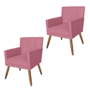 Ver imagem 1 de Jogo 2 Poltronas Estofadas Para Quarto Closet Onix Suede Rosa Barbie - LM DECOR
