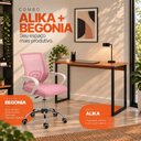 Ver imagem 4 de Conjunto de Escritório com Mesa 110cm e Cadeira Begônia Secretária Mesh Base Giratória Rosa
