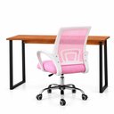 Ver imagem 1 de Conjunto de Escritório com Mesa 110cm e Cadeira Begônia Secretária Mesh Base Giratória Rosa