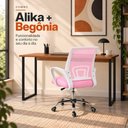 Ver imagem 2 de Conjunto de Escritório com Mesa 110cm e Cadeira Begônia Secretária Mesh Base Giratória Rosa