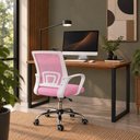 Ver imagem 6 de Conjunto de Escritório com Mesa 110cm e Cadeira Begônia Secretária Mesh Base Giratória Rosa