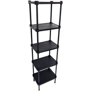 Estante de Plástico Modular Multiuso 5 Prateleiras 1 Torre Preta Montável 65 Kg Qualyplas 5 PRATELEI