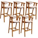 Ver imagem 1 de Kit 05 Banquetas Alta Para Cozinha Bancada Bar Sala de Jantar Fixa Cecília L02 Suede Bege - Lyam Dec