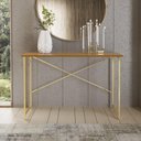 Ver imagem 2 de Aparador Steel 90 Cm Estilo Industrial com Pés em Aço Dourado/naturale