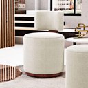 Ver imagem 2 de Kit 02 Puffs Decorativos Orgânicos Melis Bouclê Bege Couríssimo Ocre - Desk Design