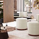 Ver imagem 7 de Kit 02 Puffs Decorativos Orgânicos Melis Bouclê Bege Couríssimo Ocre - Desk Design