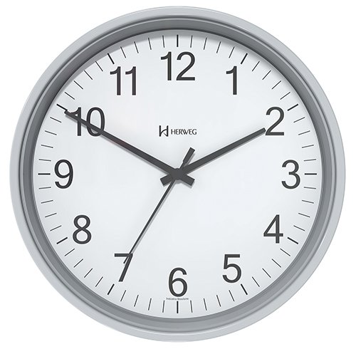 Relógio de Parede Moderno 22cm Herweg - 6101: Cinza