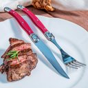 Ver imagem 4 de Conjunto de 6 GARFOS Laguiole LA TOUR Luxo com elegante bandeja de madeira - bordô